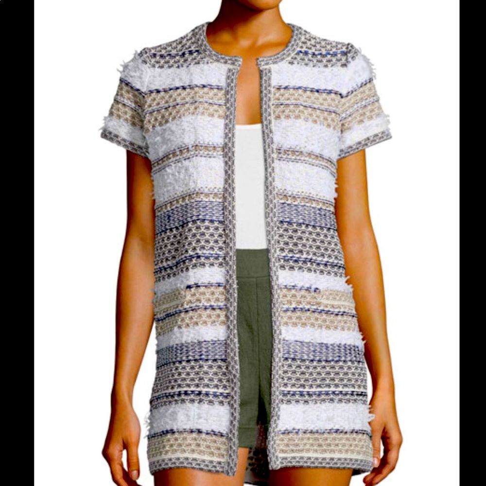 DVF Arryn Metallic Long Knit Cardigan Size P